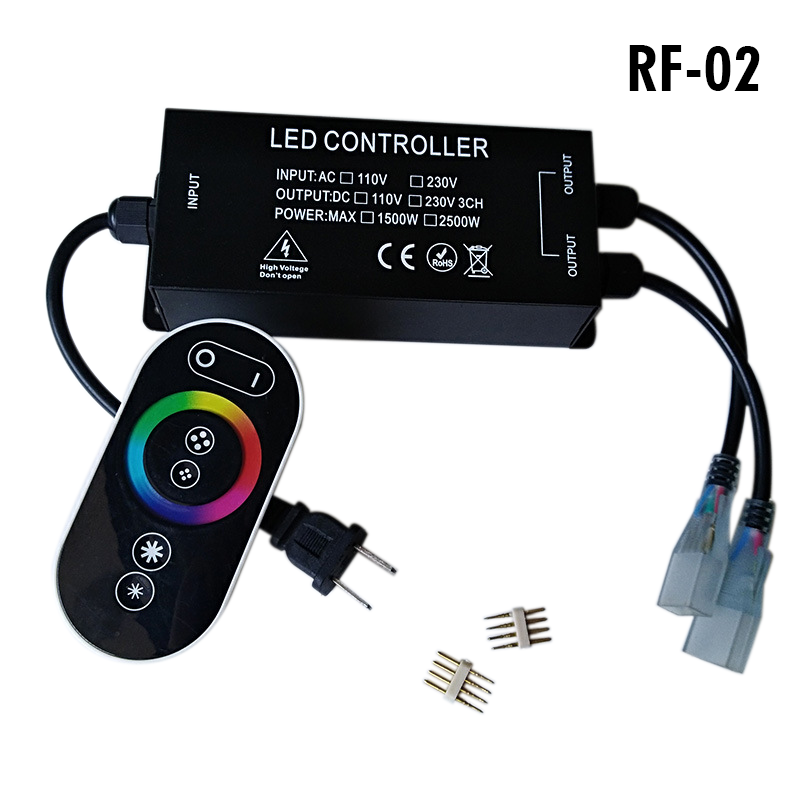 AC110/220V High Power 1500/2500W, One to Two High Voltage Controller, PWM LED RGB Wireless RF 24 keys Remote Controller, For 328 or 656 Ft RGB High Voltage LED strip lights, LED modules lights AC110/220V High Power 1500/2500W, One to Two High Voltage Controller, PWM LED RGB Wireless RF 24 keys Remote Controller, For 328 or 656 Ft RGB High Voltage LED strip lights, LED modules lights